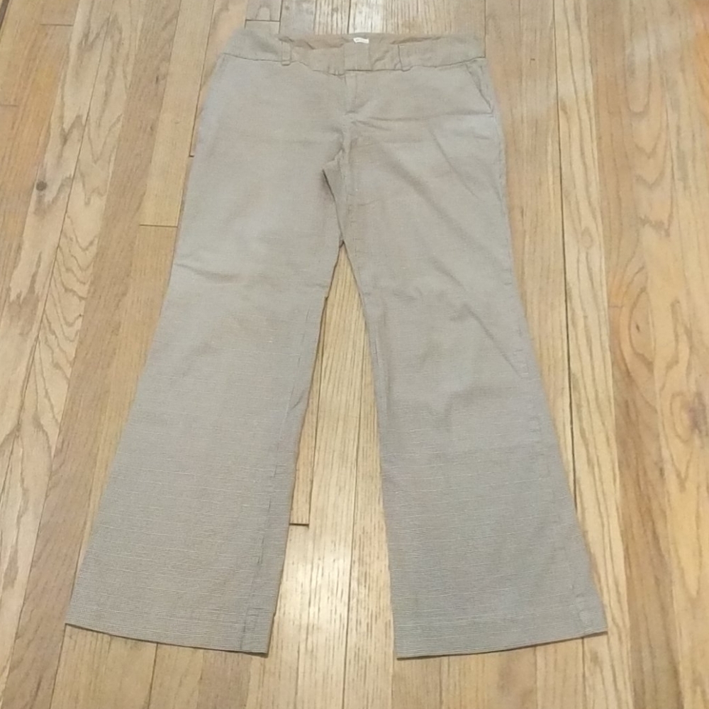 Gap Stretch Trousers Brown Metallic Gold Gingham size 8